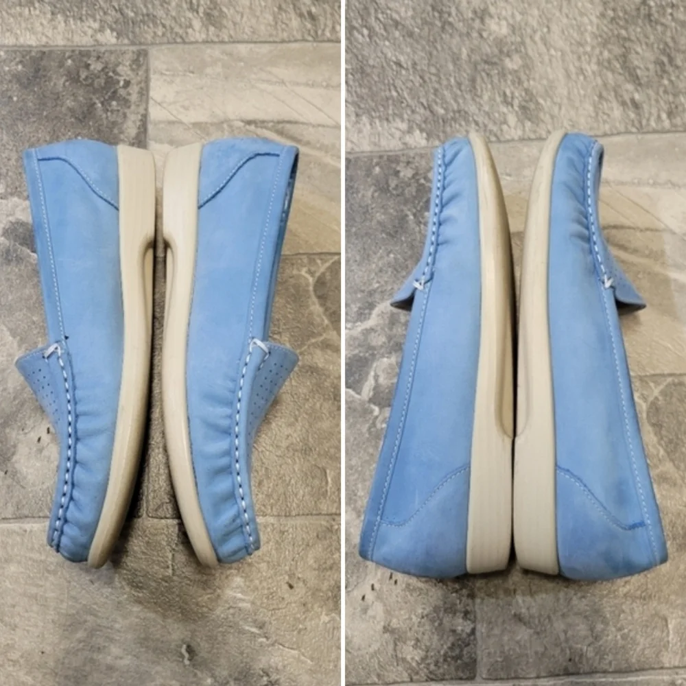 SAS Savvy Blue Nubuck Suede‎ Leather Slip On Comfort Orthotic Penny Loafers 8.5